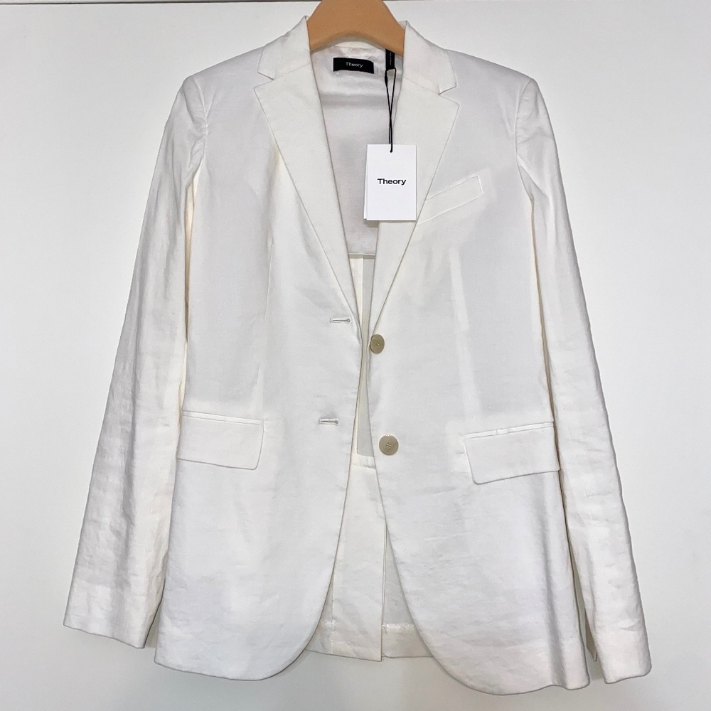 THEORY Classic Blazer Eco White Crunch Wash Size 0 NWT
